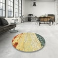 thumbnail image 3 of Ahgly Company Indoor Round Abstract Dark Gold Brown Abstract Area Rugs, 7' Round, 3 of 6