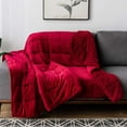 thumbnail image 5 of Sherpa Fleece Weighted Blanket for Adult, 15 lbs Dual Sided Cozy Fluffy Heavy Blanket, Ultra Fuzzy Throw Blanket with Soft Plush Flannel Top, 60 x 80 inches for Queen Burgundy on Both Sides, 5 of 14