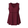 thumbnail image 7 of Sokhug Women's Sleeveless V Neck Cotton Blend Tank Top Crochet Lace Trim Casual Loose Fit Summer Solid Color Blouse, 7 of 7