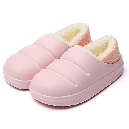 

PIKADINGNIS New Winter Women Fur Slippers Waterproof Warm Plush Household Slides Indoor Home Thick Sole Footwear Non-Slip Solid Couple Shoes