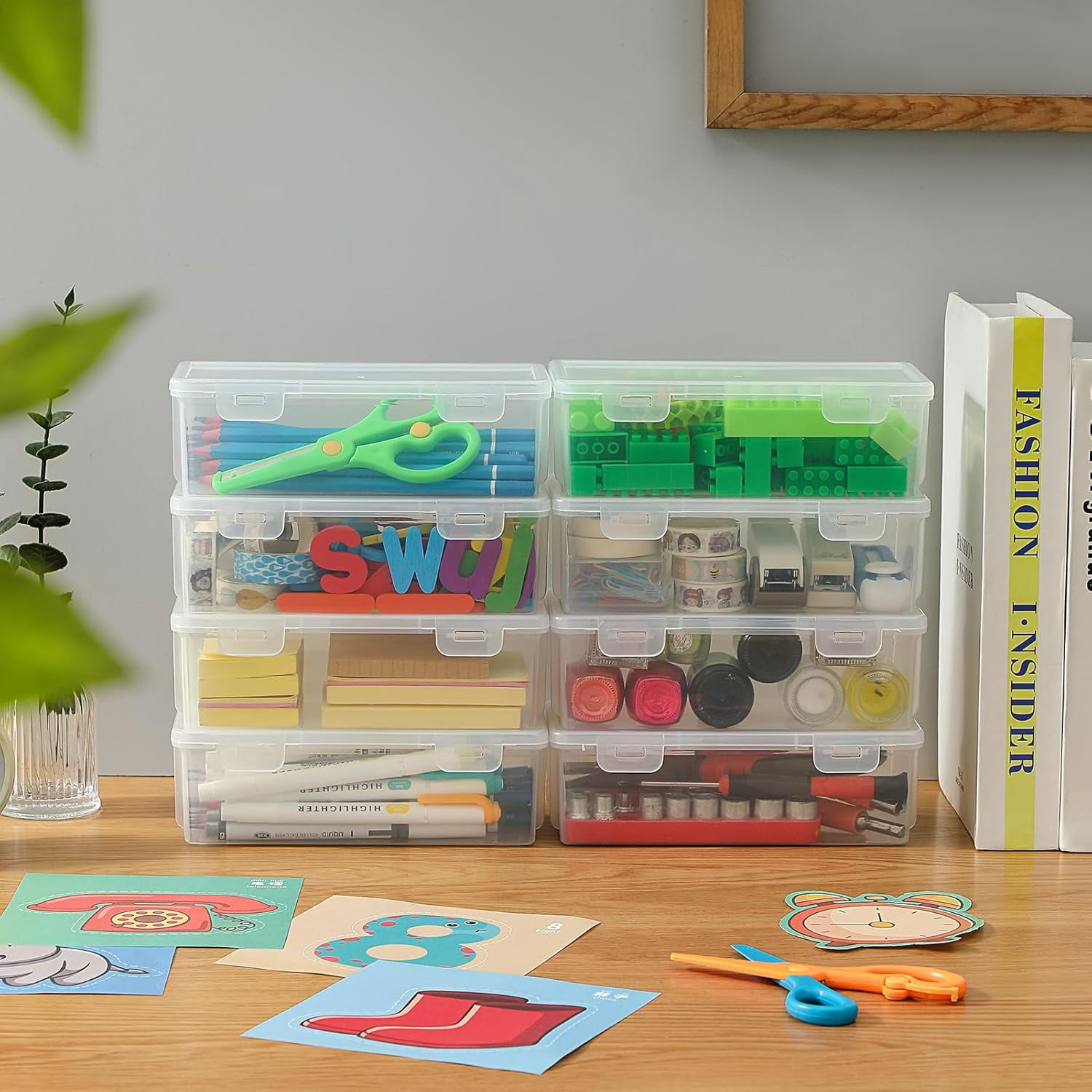 Uiz Merueh Large Capacity Clear Pencil Case, Plastic Pencil Boxes Stackable Design, Supply Boxes for K+ids B+oys S+chool Classroom,1 Pack