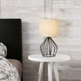 thumbnail image 5 of Black Bedside Table Lamp Modern Style Black Hollowed Out Base with Tan Linen Fabric Shade, 5 of 7