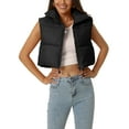 thumbnail image 1 of Chaleco acolchado ligero de mujer INSPIRE CHIC con cuello alto y cremallera, chaleco corto, color negro, 1 of 6