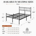 thumbnail image 3 of Heavy Duty Metal Full Platform Bed Frame with Headboard and Footboard, Industrial Style Steel Slat Mattress Foundation, No Box Spring Needed, Black, 3 of 7