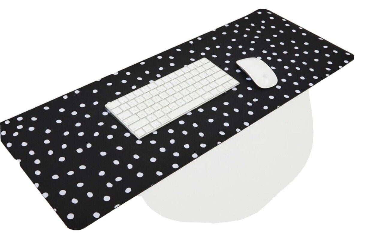 Soar Black & White Polka Dot Full Desk Mouse Pad FabFitFun 31.5 X 11.8