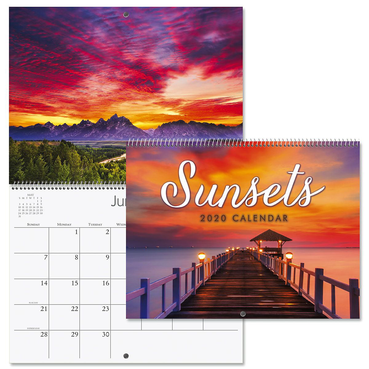 2020 Sunsets Wall Calendar 12" x 9", bookstore quality, spiral bound