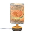 thumbnail image 2 of WOBOGO Vintage Peony Floral Bedroom Table Lamp USB Power Connector Wooden Base Round Linen Shade For Living Room Desk, 2 of 7