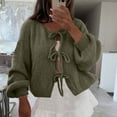 thumbnail image 4 of Ashirexll Womens Cardigan Sweaters, Sweaters for Women Trendy, Women's Solid Color Round Neck Tie Front Cardigan Fall Winter Fashion Knit Sweater Top, 4 of 7