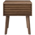 thumbnail image 4 of Contemporary Modern Urban Designer Bedroom Nightstand Accent Table, Wood, Natural Walnut Brown, 4 of 7