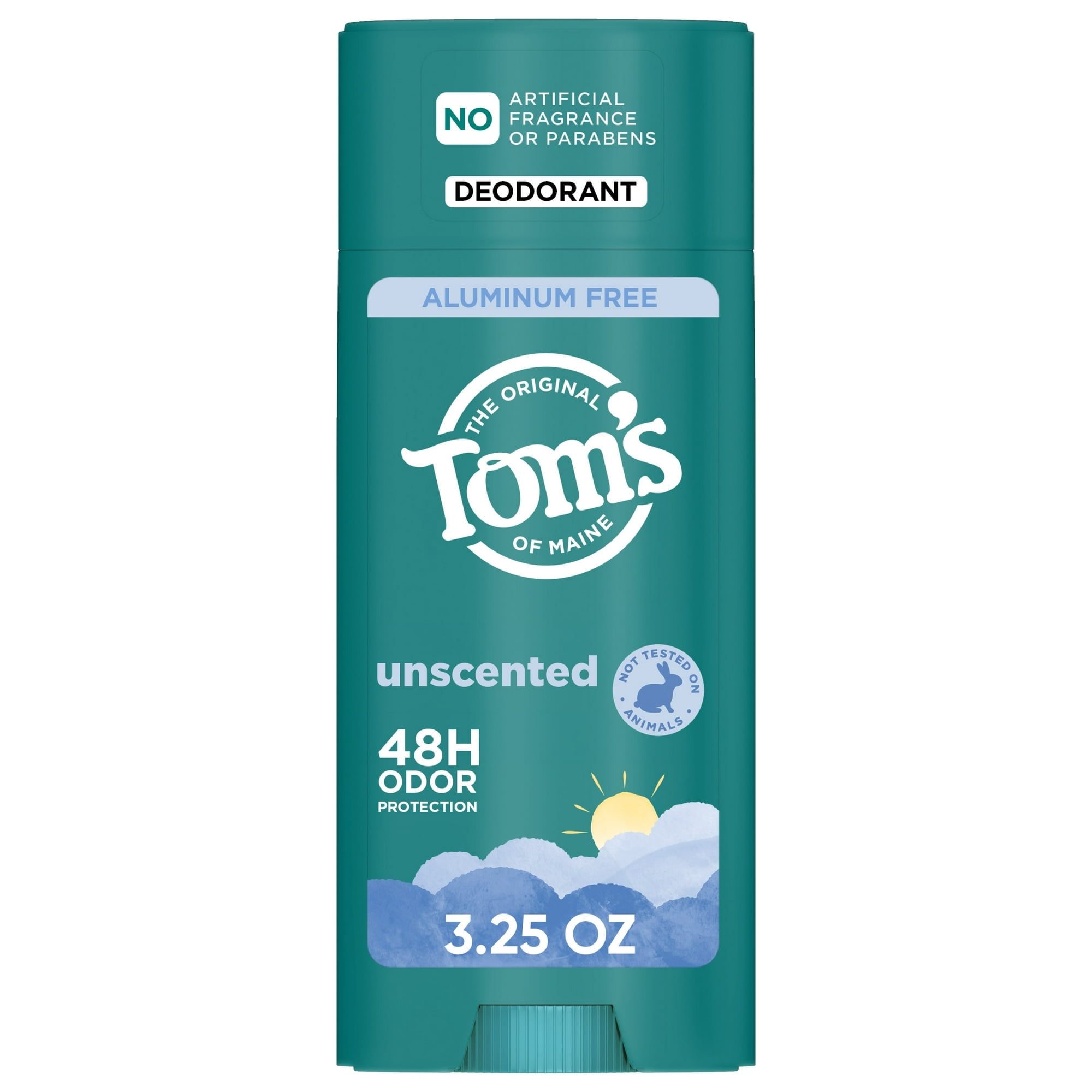 Tom's of Maine Unscented Natural Deodorant for Men and Women, Aluminum Free, 3.25 oz - 2 Pack