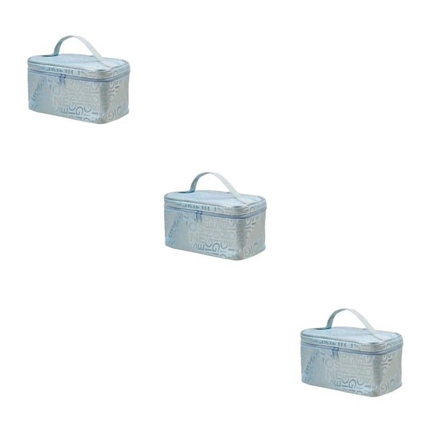 Billuyoard Bolsa de cosméticos Almacenamiento de artículos de tocador Carta multifunción Cremallera Bolsa de Organizador Bolso Herramientas azul claro 3piezas Billuyoard CBP233008