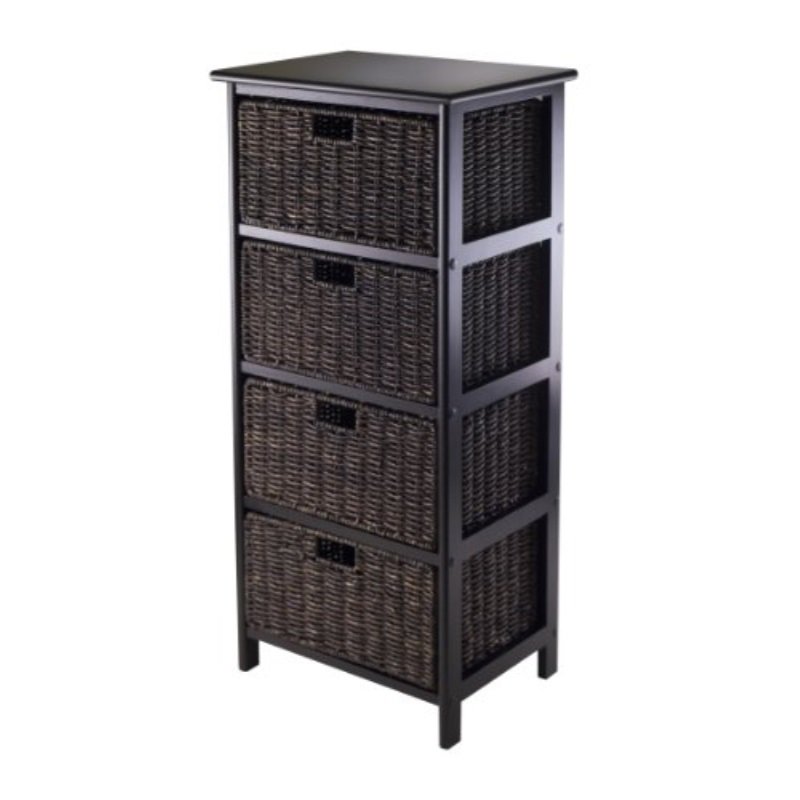 winsome omaha storage/organization, 4 baskets, black/chocolate