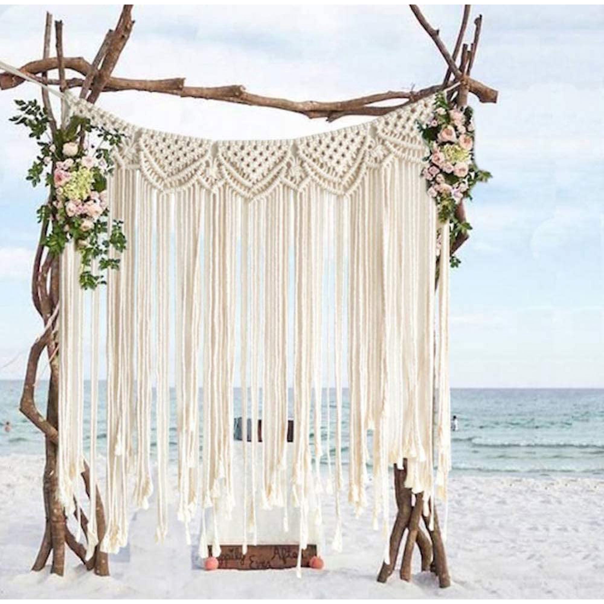 Mgfed Macrame Wall Hanging Boho Wedding Hanger Cotton Handmade Wall Art Home Wall Decor 106.7 X 88.9 Cm White 106.7 X 88.9 Cm