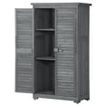 thumbnail image 3 of Outdoor Storage Cabinet, Garden Wood Storage Shed, Outside Vertical Shed with Lockers and 3-Tier Shelves, 63 inch Tall Tool Shed for Patio, Backyard, Balcony, Gray, D6983, 3 of 12