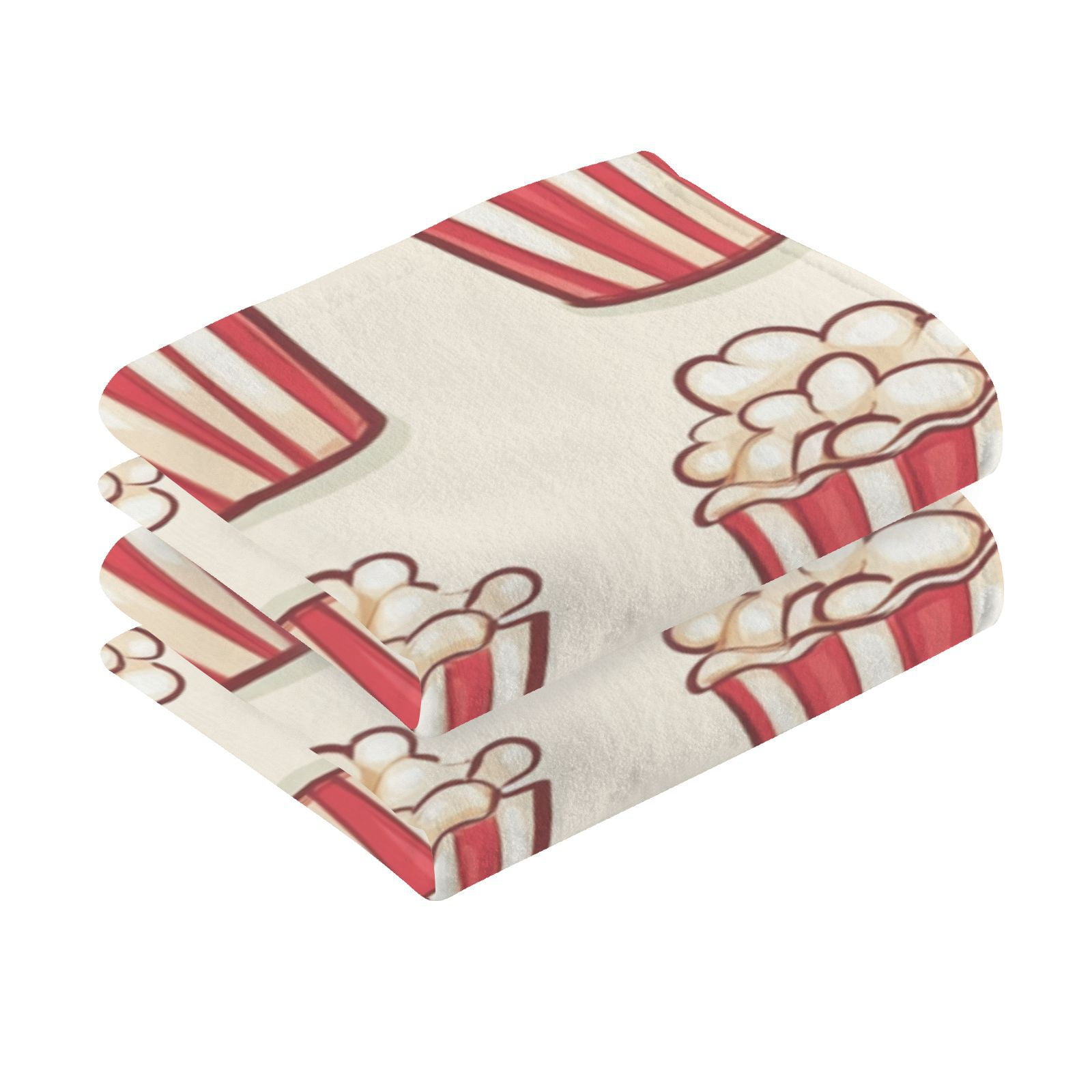 Cartoon Popcorns Hand Towels Cotton Bath Towels Large Face Towels Absorbent for Bathroom 2 Packs