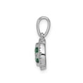 thumbnail image 2 of Real 14kt White Gold Diamond and Emerald Halo Circle Pendant; for Adults and Teens; for Women and Men, 2 of 4