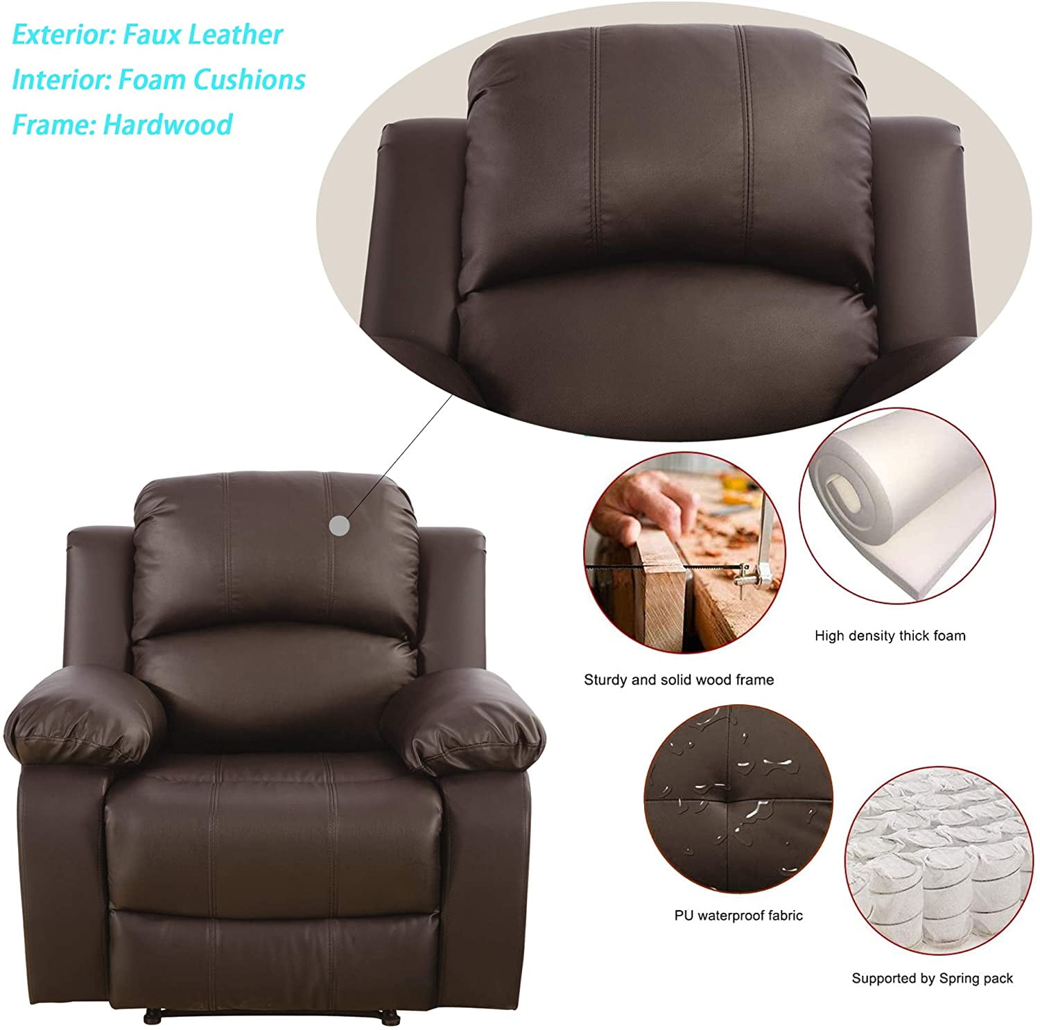 PonLiving Furniture Reclining Sofa Loveseat Chair Set Living Room SET