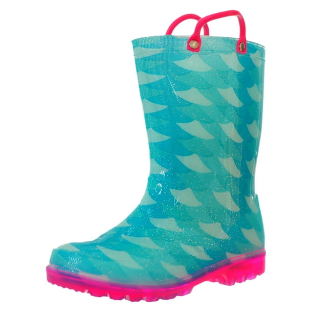 Lilly Girls' Light-Up Rubber Rain Boots (Sizes 5 - 10) - mint, 6 ...