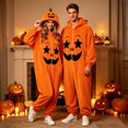 thumbnail image 2 of Curuila Halloween Adult Jumpsuit Fleece Hallowmas Pumpkin Hooded Pajamas For Women And Men Party Comfortable Loungewear Jumpsuit Size L, 2 of 5