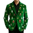 thumbnail image 5 of qolati Christmas Blazer for Men Vintage Corduroy Suit Jacket Xmas Graphic One Button Holiday Party Jackets Work Blazers with Pockets Green S, 5 of 7