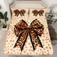 thumbnail image 2 of Homewish Cartoon Bow Knot Full Size Sheets,Leopard Print Bowtie Bed Sheets,Brown Black Sheet Sets For Kids,Breathable Home Decor,4-Piece, 2 of 7