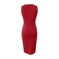 thumbnail image 4 of Vestido sexy de fiesta sin mangas con cuello en V, plisado y color liso para mujer, 4 of 4