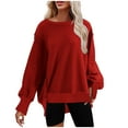 thumbnail image 6 of Jsaierl Sweatshirt for Women Loose Fit Solid Color Sweatshirts Crewneck Holiday Sweater Tops Trendy Long Sleeve Blouses Womens Sweatshirts Under $10, 6 of 7