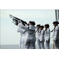 thumbnail image 1 of 24"x36" Gallery Poster, USS Ronald Reagan (CVN 76) honor guard present a rifle salute, 1 of 1