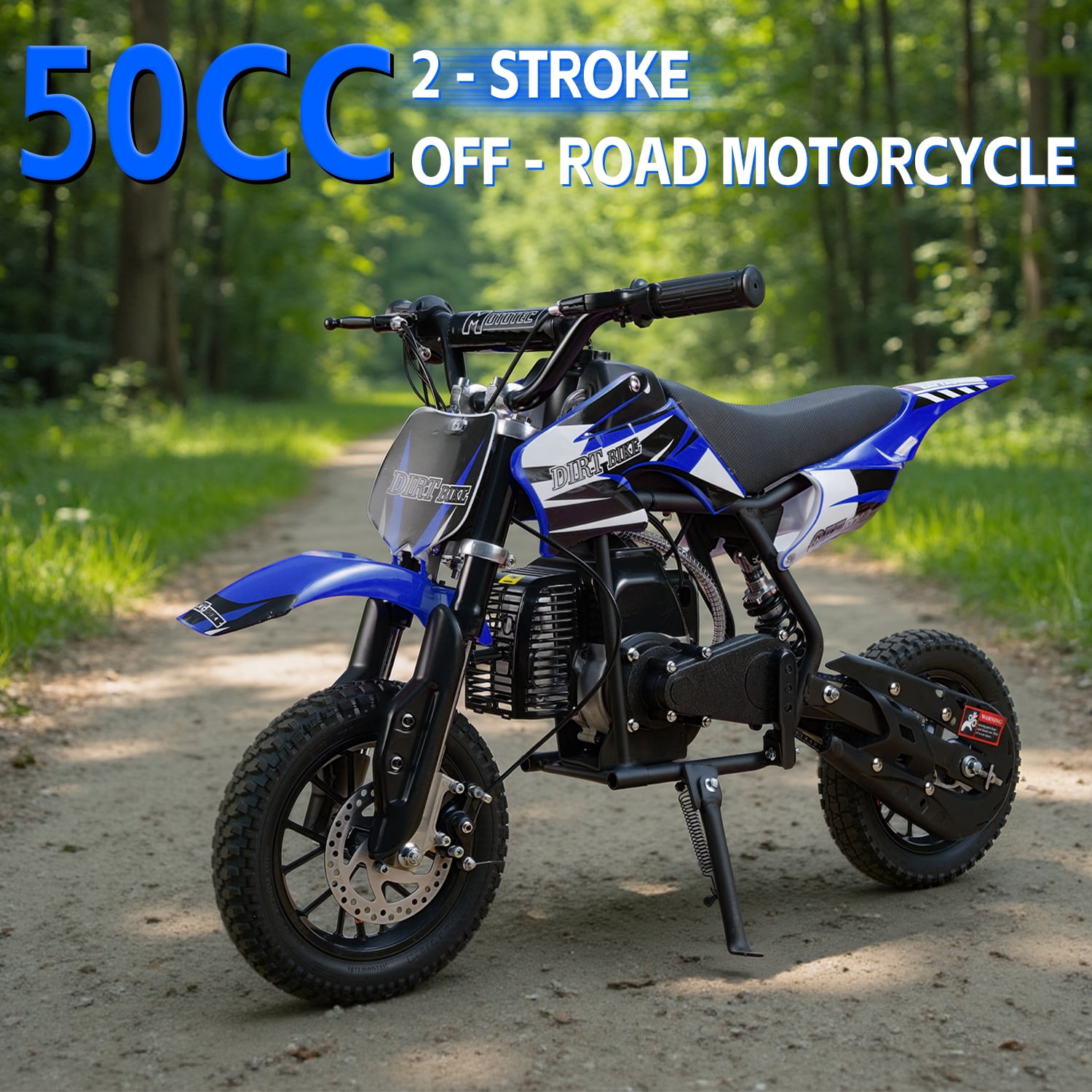 TOXOZERS 50cc 2-Stroke Dirt Bike ,Off-Road Mini Bike for Kids Ages 8+, Pit Bike with Safety Kill Switch, 25mph, 150 lbs, Blue