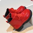 thumbnail image 6 of Girls Ankle Boots Kids Combat Boots Glossy Patent Bootie Lace Up Side Zipper Water Resistant Easy Clean for Fall Winter Daily Party Wear, 6 of 9