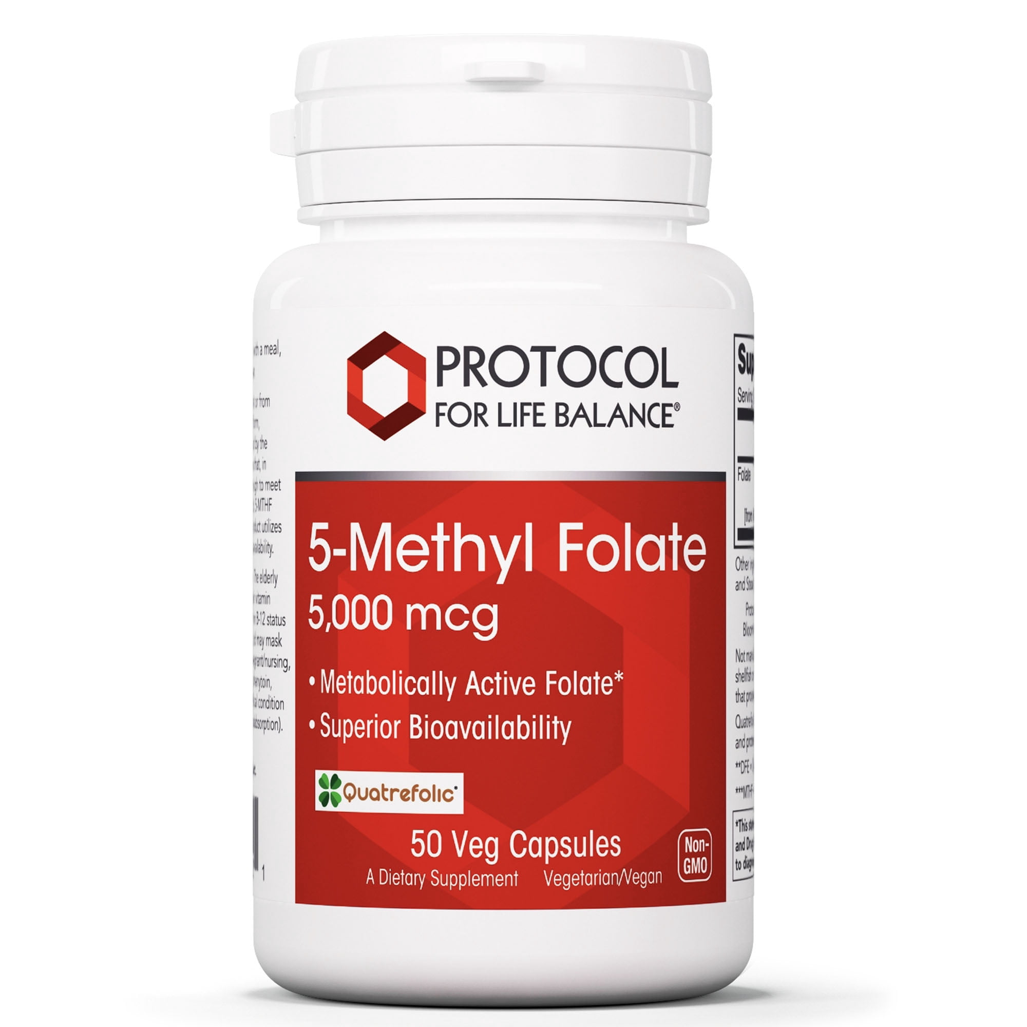 5-Methyl Folate, 5,000 mcg , 50 Veg Capsules, Protocol for Life Balance