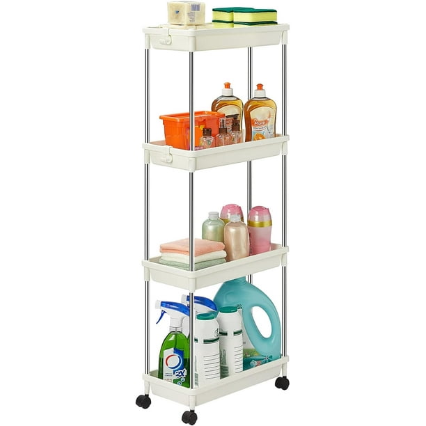 7.9" Width for Bathroom Laundry Room Kitchen Narrow Space, 4 Tier Slide