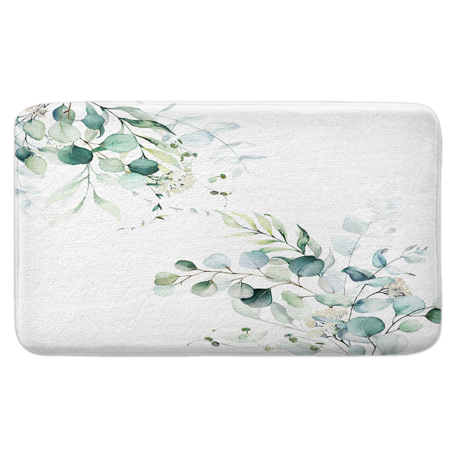 Eucalyptus Green Bathroom Mat,Botanical FarmhouseModern Minimalist