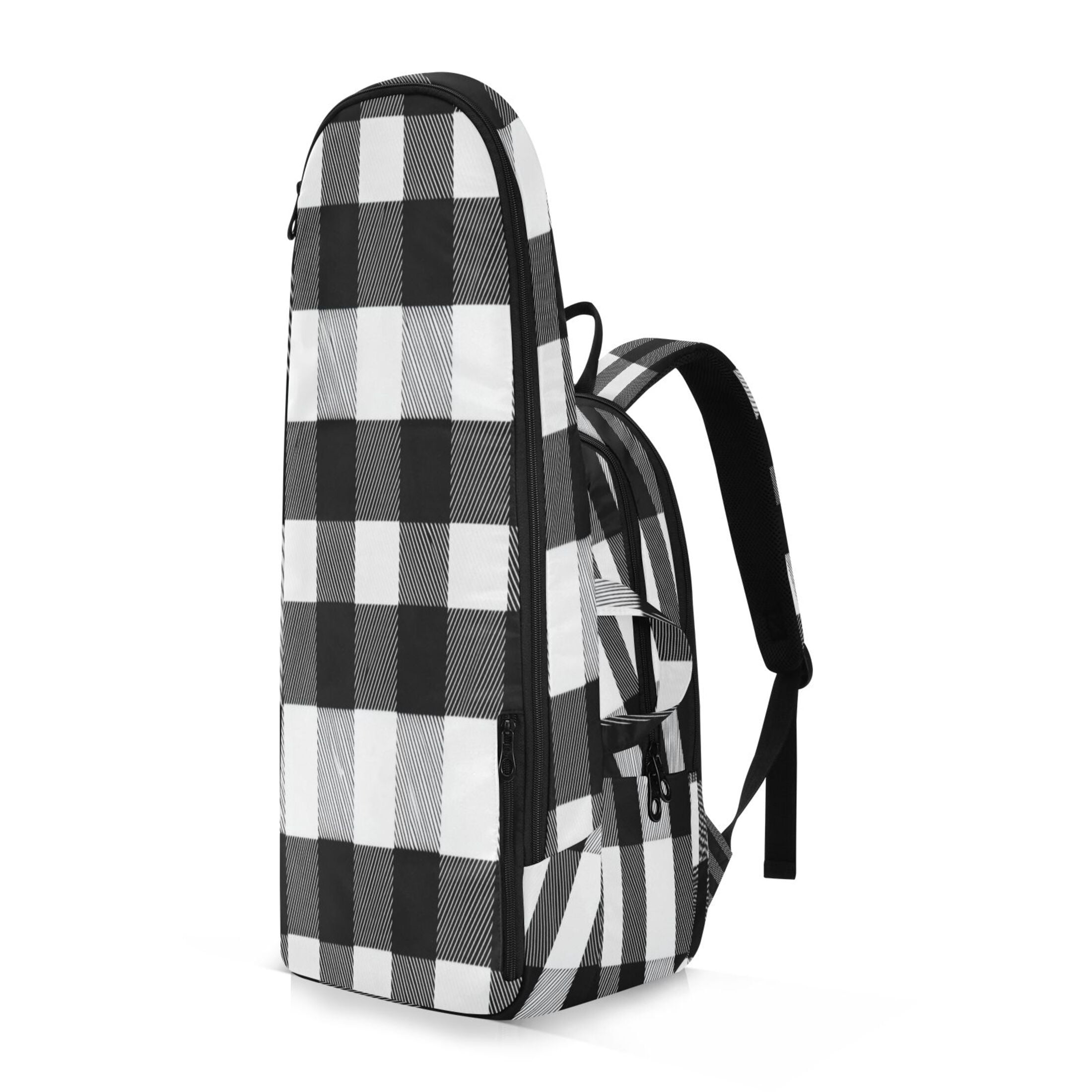 2 Racquet Holder Tennis Backpack Tennis Racket Covers Gym Bags Black White Plaid Pattern