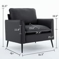 thumbnail image 3 of LUCKHAO Faux Leather Accent Chair Set of 2, Upholstered Armchairs with Cushioned Seat, Modern Lounge Chairs for Living Room or Office, 3 of 9