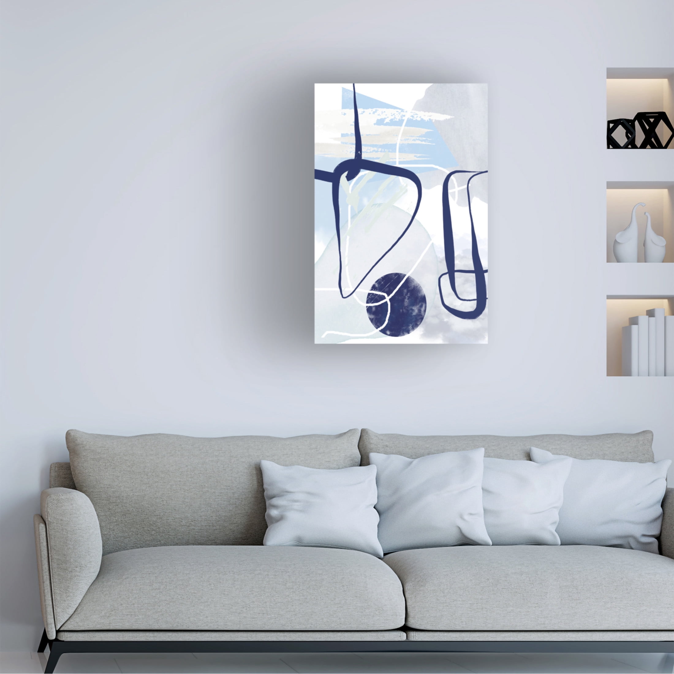 Trademark Fine Art Sally Ann Moss Lines of Blue 1 Canvas Wall Art