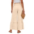 thumbnail image 4 of Dresfit Palazzo Pants for Woman Wide Leg Linen Beach Pant Summer 2026 Lounge Lightweight Slacks Stretch Cotton Boho Trousers with Pockets Beige M, 4 of 4