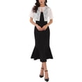thumbnail image 1 of INSPIRAR CHIC Conjuntos de Fiesta para Mujeres Invitadas de Boda de 2 Piezas con Cárdigan de Encaje y Vestidos Maxi de Tirantes Espagueti M Negro, 1 of 6