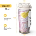 thumbnail image 4 of 18oz Travel Coffee Mug, 316 Stainless Steel Vacuum Insulated Tumbler with 2-in-1 Straw Lid & Strap, Liquid & Marble Print, 4 of 6