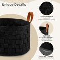 thumbnail image 2 of Laundry Basket 20" x20 " x11.8 ", Large Round Blanket Basket with Leather Handle, Felt Storage Basket for Living Room, Nursery, Dog Toys-Dark Gray, 2 of 7