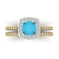 thumbnail image 2 of 1.58 ct Brilliant Round Cut Turquoise 18K Yellow/White Gold(multi tone) Halo Solitaire with Accents Engagement Bridal Wedding Ring Band Set size 6, 2 of 7