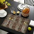 thumbnail image 3 of Brown and Black Leopard Print Summer Placemats Table Placemats Set Of 6-Linen Kitchen Washable Placemats Table Mats 11.8"x17.7"Non-Slip Heat Resistant, 3 of 5