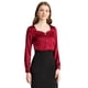 thumbnail image 1 of Allegra K Blusa elegante de satén con cuello en forma de corazón y manga larga para mujer rojo L, 1 of 6
