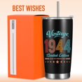 thumbnail image 2 of 20 Oz Tumbler Vintage Anniversary 80th Birthday Gifts for Women Men 80 Year Old Birthday Gifts 80th Birthday Party Favors Insulated Travel Mug Turning 80 Stainless Steel Thermal Cup Cheer, 2 of 6
