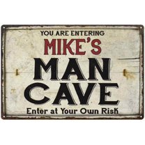 MIKE'S Man Cave Sign Rustic 8 x 12 High Gloss Metal 208120035108