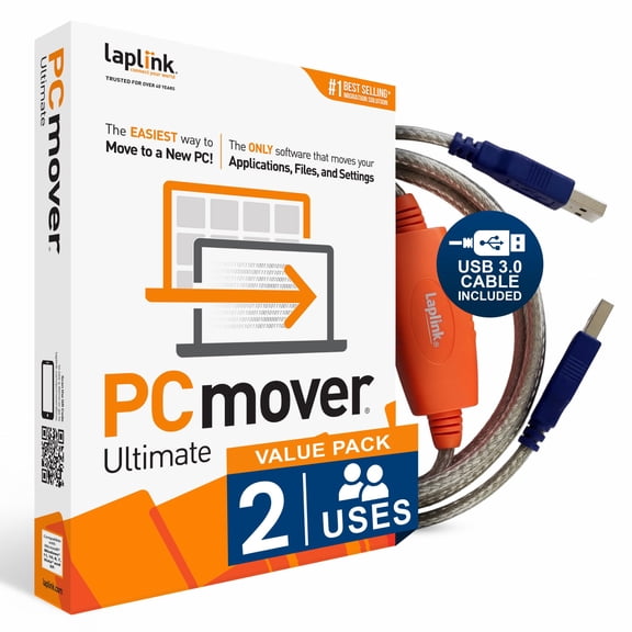 PCmover Ultimate LAPLINK 2 licencias + cable USB 3.0