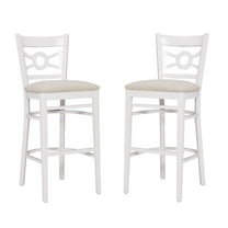 Linon Teresa White Barstool W Uph Seat