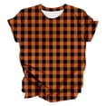 thumbnail image 4 of MEICHEN Women's Fashion Casual Plaid Print Round Neck Short Sleeve T Shirt Summer Trendy Clothing for Women, 4 of 4
