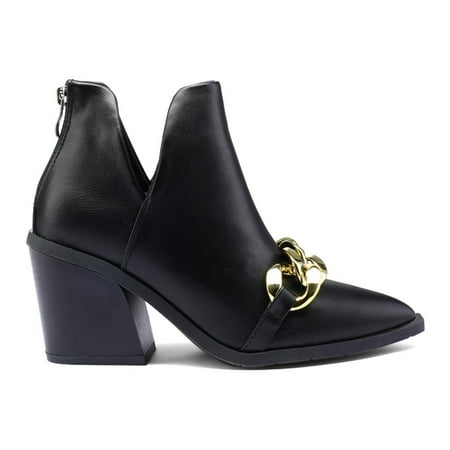 

Mysoft Women s Fashion Cutout Ankle Boots Black Pointed Toe Boots 6M