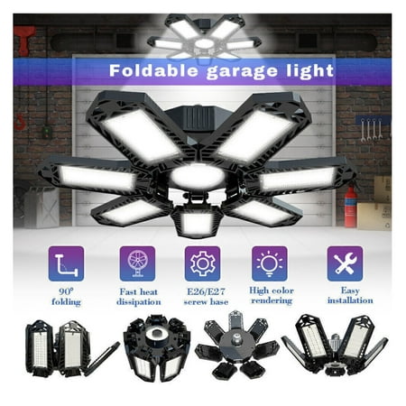 1/8PCS 600W Deformable LED Garage Lights Bright Shop Ceiling Light Fixture Bulb